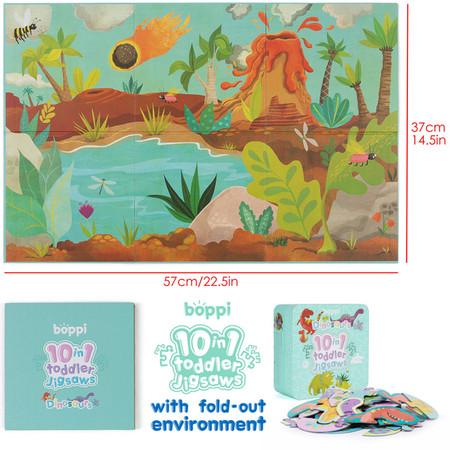 BOPPI, 10 w 1 progresywne pierwsze puzzle Dinozaury 30 elem