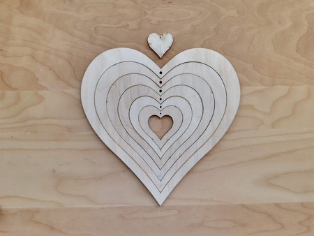 Serca puzzle 7-elementowe wys. 25 cm z grubej sklejki