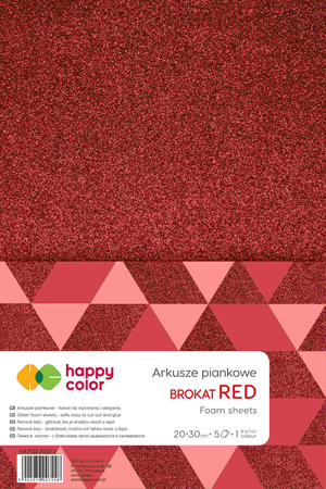 Arkusze piankowe brokatowe Happy Color A4 czerwone 5 ark.