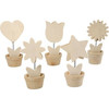 Drewniane kwiatki w doniczkach 10 szt.