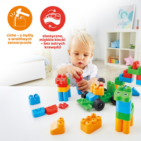 Klocki konstrukcyjne, Miasto, 50 el., 18m+, PolyM