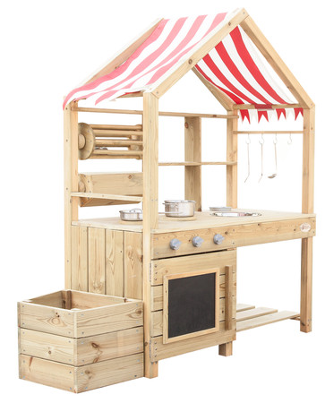 CLASSIC WORLD EDU Duża Drewniana Kuchnia z Daszkiem + Akcesoria