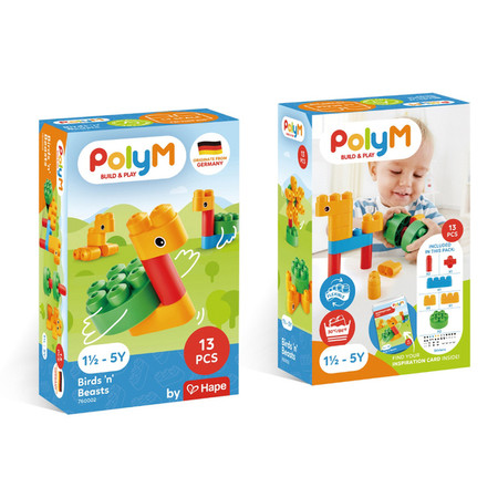 Klocki konstrukcyjne, Ptaki i zwierzęta, 13 el., 18m+, PolyM
