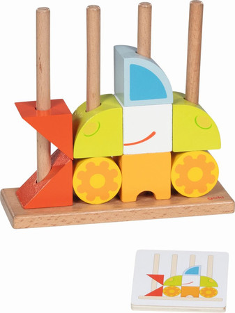 Drewniana układanka na palikach 12 wzorów Goki