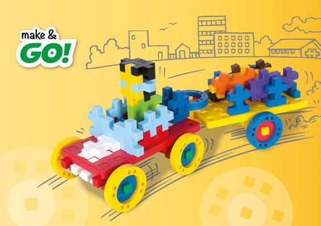 Plus-Plus Midi Basic - Make & GO! - 70 szt. Auto z przyczepą