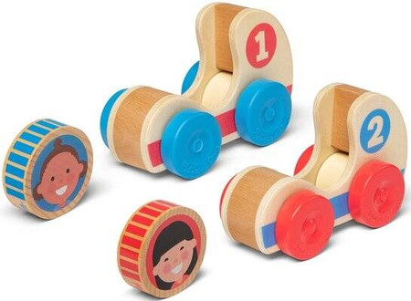 Dwa drewniane samochodziki wyścigowe GO Tots Melissa and Doug