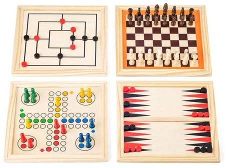 Zestaw gier w drewnianym pudełku