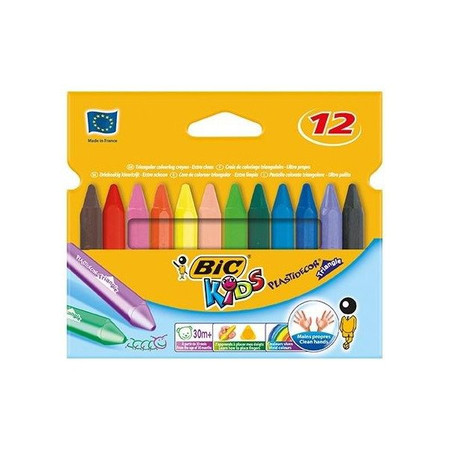 Kredki świecowe 12 kolorów trójkątne BIC Kids