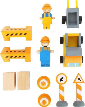 Drewniany zestaw z dźwigiem Jurkiem 12007-Small Foot, zabawki drewniane