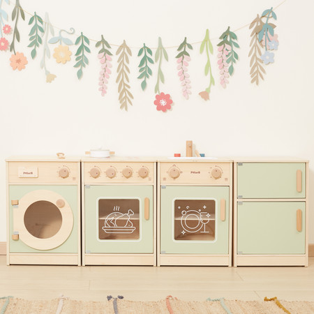 VIGA PolarB Drewniany Zestaw Kuchenny XL Pralka Kuchenka Zmywarka - Zielony