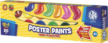 Farby plakatowe 12 kolorów + 1 gratis 20ml Astra