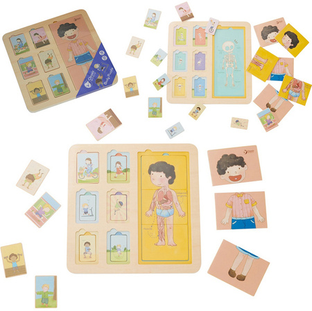 CLASSIC WORLD Tablica Edukacyjna Ciało Ludzkie Układanka Klocki Puzzle dla Dzieci Dopasuj 19 el.