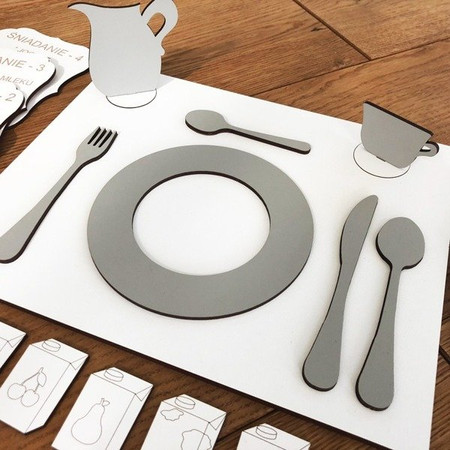 Drewniana układanka edukacyjna Wiem co jem