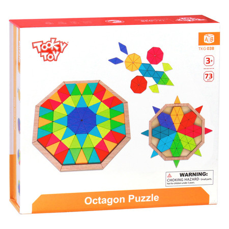 TOOKY TOY  Puzzle Ośmiokątne Drewniana Mozaika Edukacyjna (73el.)