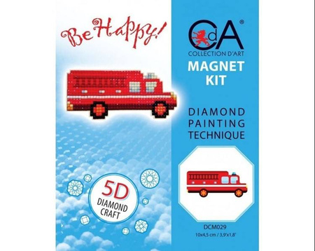 Diamentowa Mozaika z magnesem Wóz Strażacki