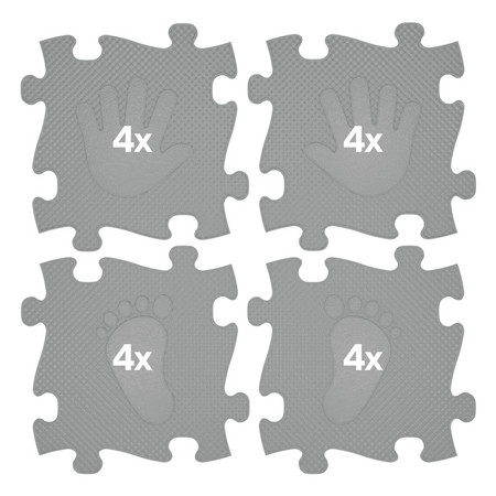 WOOPIE Mata Sensoryczna Ortopedyczna Puzzle Ręce i Nogi 16 el. - Kolor Szary