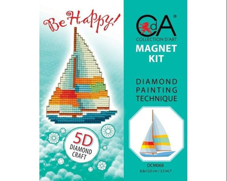Diamentowa Mozaika z magnesem Żaglówka