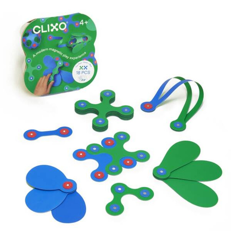Klocki magnetyczna Clixo Itsy, Zielono-Niebieskie18 elem.