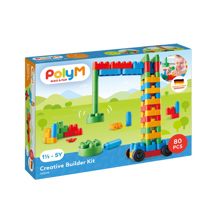 Klocki konstrukcyjne, Zestaw kreatywny Pojazdy budowlane, 80 el., 18m+, PolyM