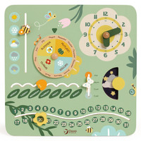 CLASSIC WORLD Drewniana Tablica edukacyjna "Mój pierwszy kalendarz i zegar" EN