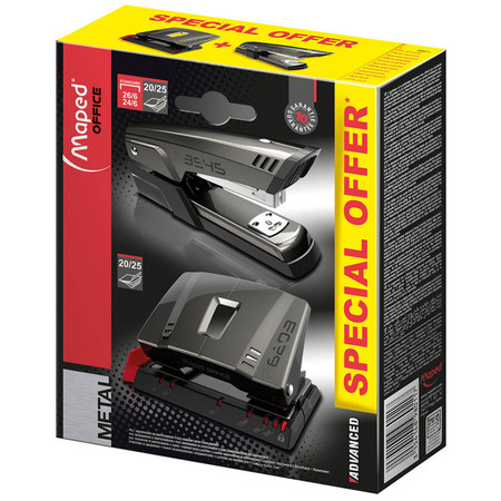 Zestaw Zszywacz+Dziurkacz 25K Advanced Metal  Grafitowy Met.