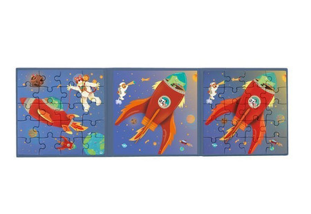 Scratch, Puzzle magnetyczne - książka podróżna Rakieta i kosmos 2 obrazki 40 elem.