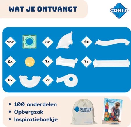 COBLO, magnetyczne klocki konstrukcyjne Kulodrom 100 elem. Pastel