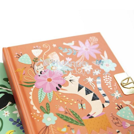 Sekretny pamiętnik z kluczykiem i naklejkami Koty i Kwiaty