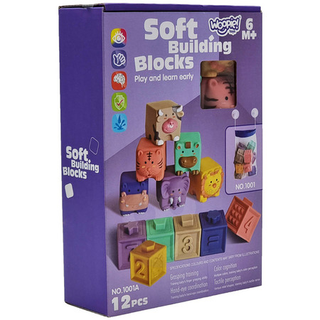 WOOPIE Klocki Sensoryczne Układanka do Ściskania Dźwięk Nauka Liczenia 12 el.