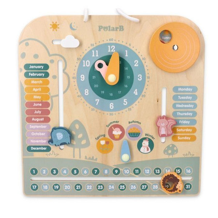 Kalendarz drewniany dla dzieci w angielskiej wersji językowej