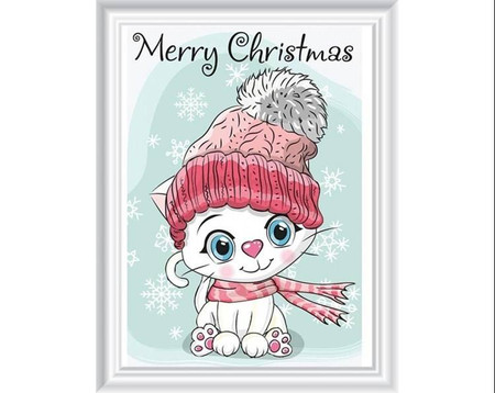 Diamentowa Mozaika 20x29 Biały kot