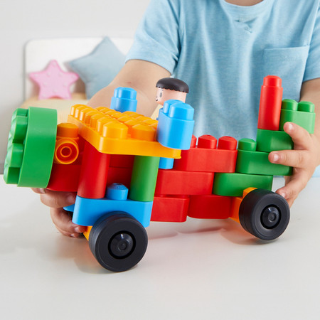 Klocki konstrukcyjne, Zestaw kreatywny Pojazdy budowlane, 80 el., 18m+, PolyM