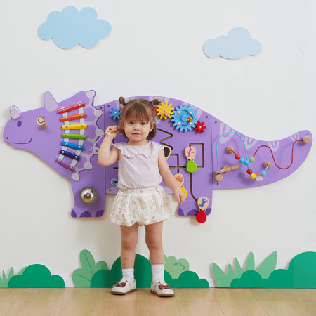 Duża drewniana tablica motoryczna panel ścienny - Dinozaur