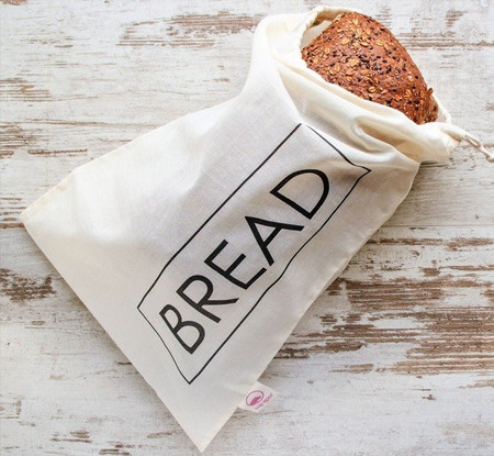 Bag-again, Worek z organicznej bawełny z nadrukiem "BREAD", 47 x 31 cm