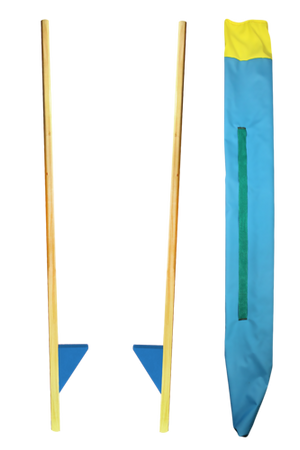 Szczudła drewniane cyrkowe małe NIEBIESKIE 140 cm dla dzieci
