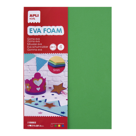 Gruba pianka dekoracyjna EVA A4 Apli Kids 5mm 4 arkusze