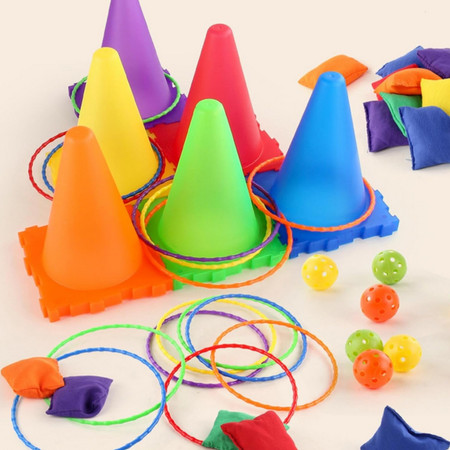 WOOPIE Zestaw Gier Ogrodowych 3w1 Pachołki Obręcze Woreczki 30 el.