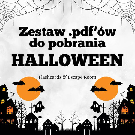 Halloweenowy zestaw materiałów .pdf do druku - flashcards & escape room