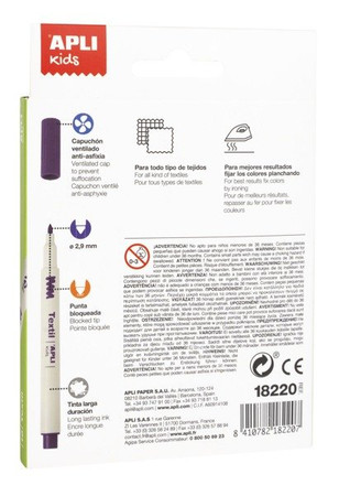 Flamastry tekstylne Apli Kids - 10 kolorów