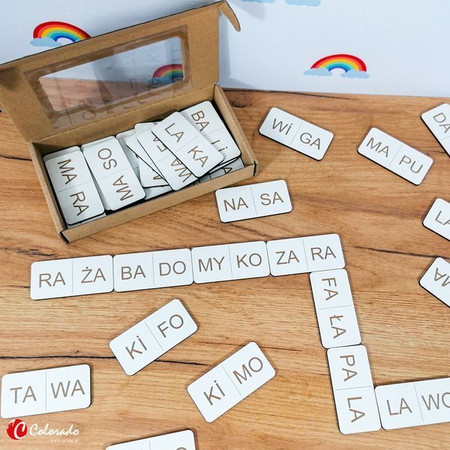 Drewniane domino sylabowe