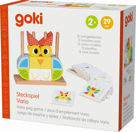 Drewniana układanka na palikach 12 wzorów Goki