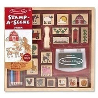 Zestaw drewnianych pieczątek Farma 18592-Melissa & Doug, stempelki