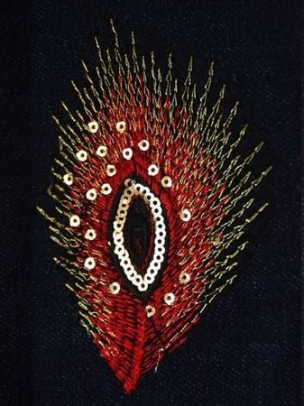 Naprasowanka Haft. Pawie Pióro Czerwone