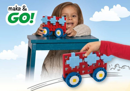 Plus-Plus Midi Basic - Make & GO! - 70 szt. Auto z przyczepą