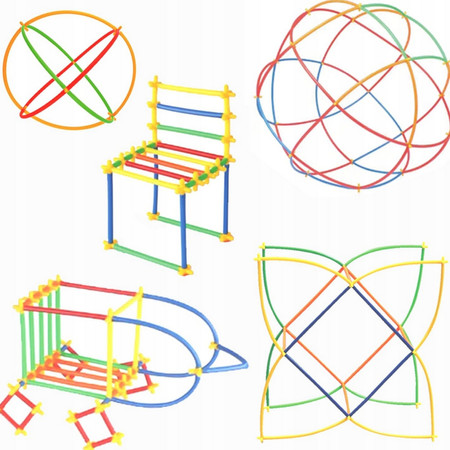 WOOPIE Patyczki Konstrukcyjne Kolorowe Słomki 1200 el.