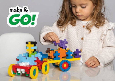 Plus-Plus Midi Basic - Make & GO! - 70 szt. Auto z przyczepą