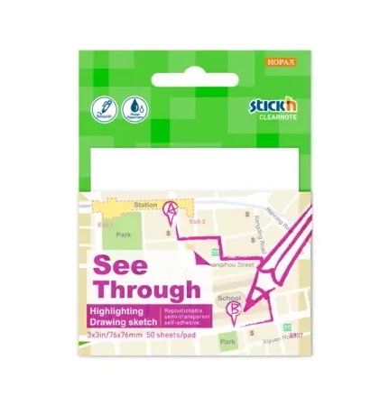 Przezroczysty notes samoprzylepny 76x76 mm, 50 karteczek