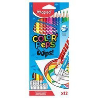 Kredki Colorpeps Oops Ścieralne Z Gumką Trójkątne 12 szt