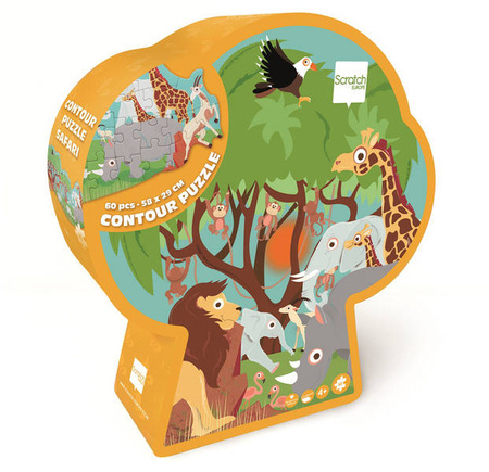Scratch, Puzzle konturowe Safari 60 elem.