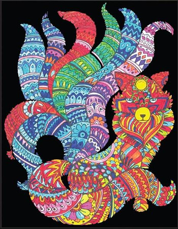 Kolorowanka Welwetowa 47x35 Kitsune Lis o 9 ogonach